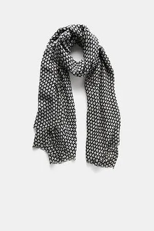 mint&berry Black Heart Print Lightweight Scarf