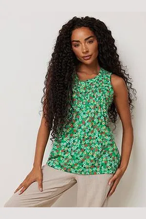M&Co Petite Sleeveless Henley Top