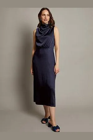 Monsoon Livia Satin Cowl Halter Midi Dress
