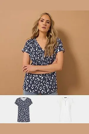 Long Tall Sally 2 Pack Short Sleeve Pintuck Henley Top