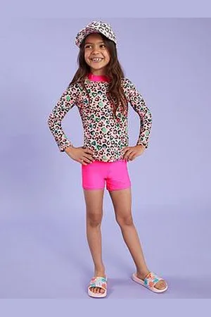 Accessorize Girls Leopard Print Rash Vest Set