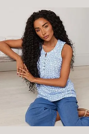 M&Co Petite Sleeveless Henley Top