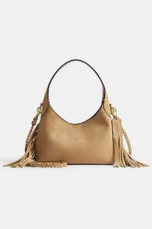 Coach Suede Brooklyn Shoulder Bag 23 With Fringe Detailing