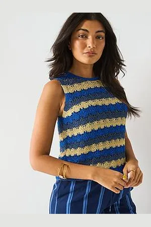 Very Racer Neck Crochet Short Knitted Top