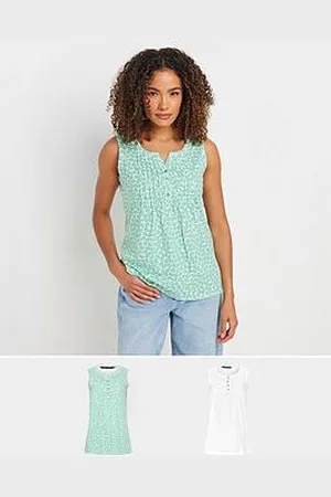 M&Co 2 Pack Sleeveless Cotton Henley Top