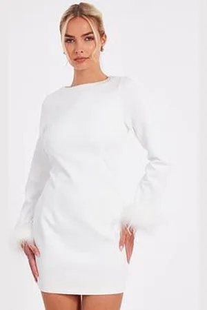 Quiz Feather Trim Mini Dress