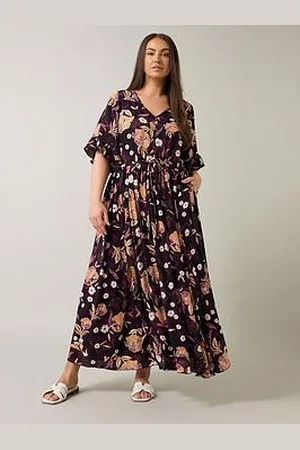 Evans Floral Print Crinkle Boho Dress
