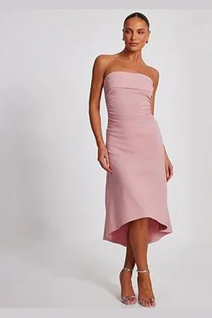 Quiz Pale Pink Bandeau Midi Dress