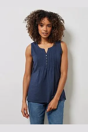 M&Co Sleeveless Cotton Henley Top