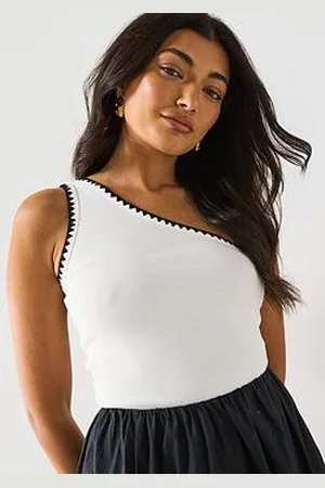 Very Whipstitch One Shoulder Rib Vest