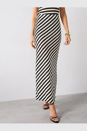 MANGO Long Striped Knit Skirt