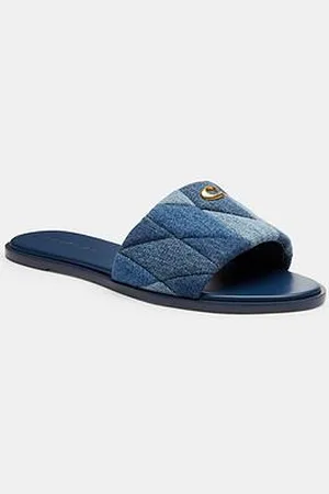 Coach Holly Quilted Patchwork Denim Sandal