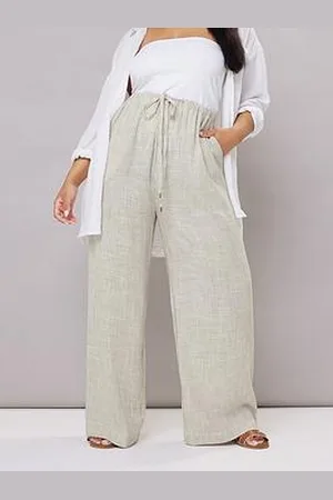 Yours Curve Linen Skinny Stripe Trouser