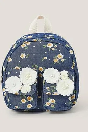 Monsoon Girls Daisy Denim Embroidered Backpack