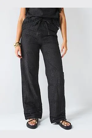 Very Palm Tree Broderie Trouser Co-Ord