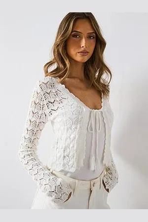 MANGO Crochet Cardigan With Bow Closure