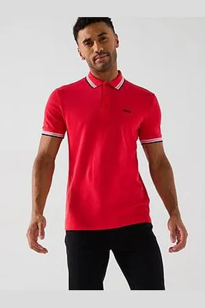 HUGO BOSS Paddy Regular Fit Tipping Polo Shirt - Red