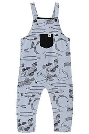TURTLEDOVE Kids Favourite Fish Print Dungarees - Marine