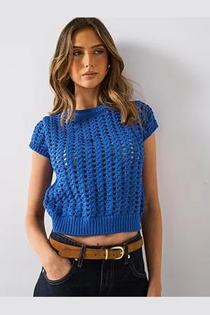 MANGO Short Sleeved Crochet Sweater