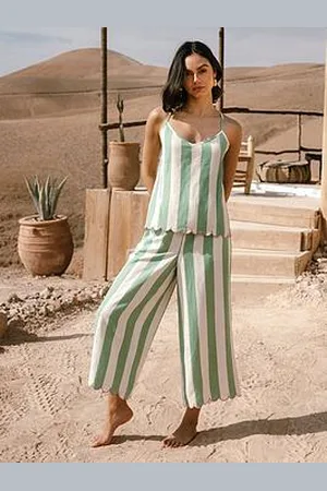Chelsea Peers Scallop Top With Cropped Trouserstripe