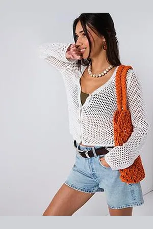 Very Knitted V Neck Sequin Cardigan - Cream