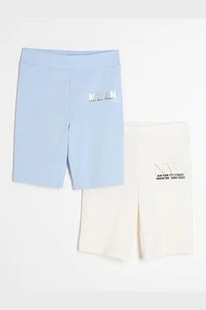 River Island Older Girl Cycling Shorts 2 Pack - Blue