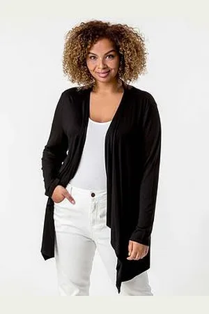 Roman Curve Waterfall Front Jersey Cardigan