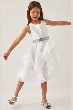 Monsoon Girls Organza Flower Can Can Dress - Ivory