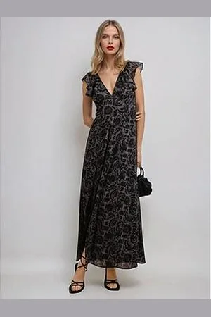 Religion Bella Lace Up Maxi Dress In Dark Tie Dye Print