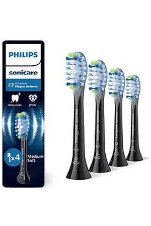 Philips Sonicare C3 Premium Plaque Defence, Genuine Replacement Toothbrush Heads, Black, 4 Pack, Hx9044/88