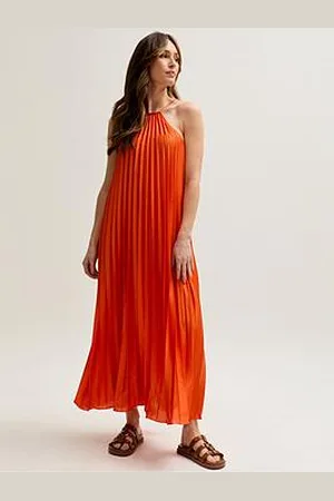 Lily & Lionel Philomena Halter Neck Pleated Maxi Dress