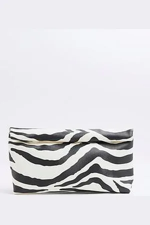 River Island Zebra Roll Top Clutch