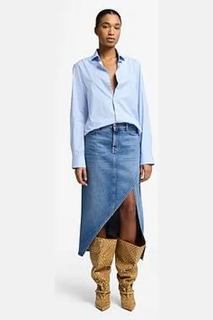 7 for all Mankind Libby Denim Skirt With Cut Out