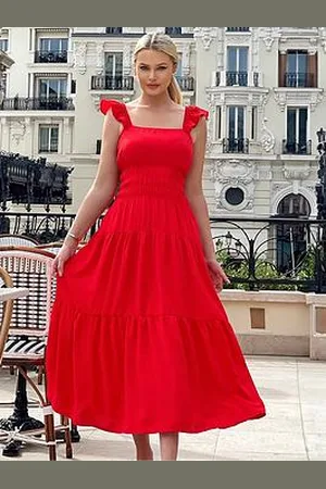 Ax Paris Frill Strap Tiered Midi Dress