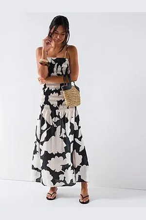 Very Dropped Waist Floral Midi Dress
