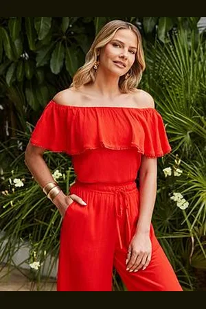 Sosandar Frill Detail Bardot Top