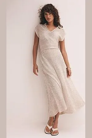 mint&berry Neutral Sequin Midi Dress