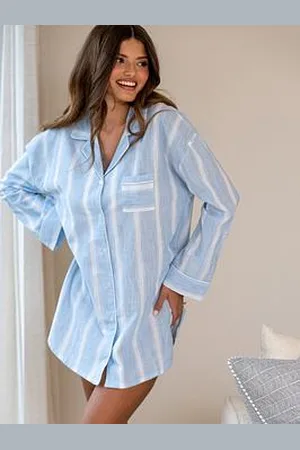 Pour Moi Woven Cotton Stripe Nightshirt
