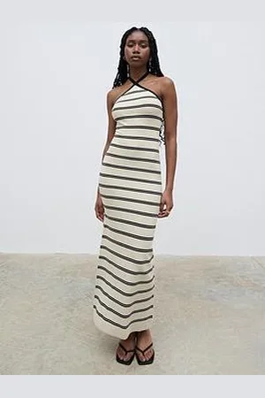 Pretty Lavish Octavia Stripe Halter Neck Maxi Dress - /Black