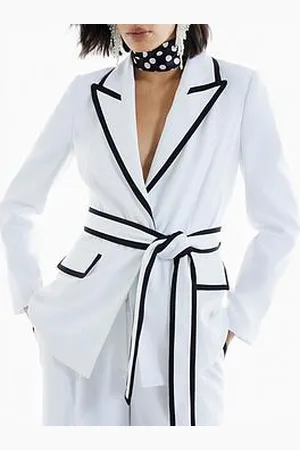 River Island Contrast Piping Belted Blazer