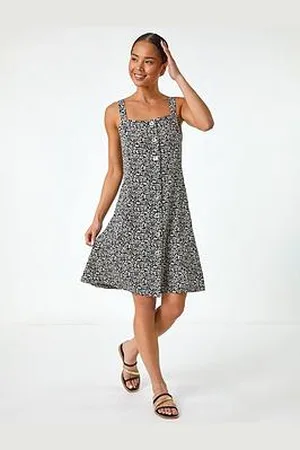 Roman Petite Floral Ditsy Button Dress