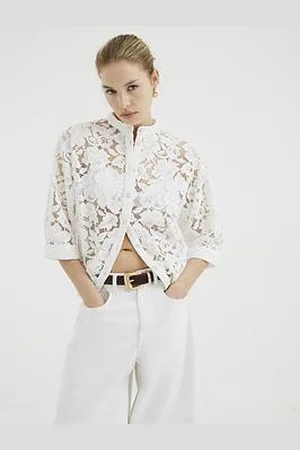 River Island Short Sleeve Lace Shirt