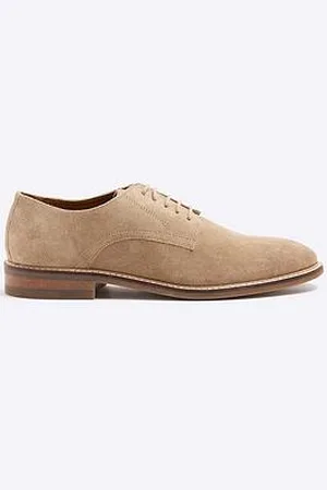 River Island Formal Suede Lace Up Derby Shoes - Stone