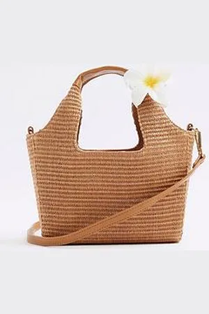 River Island Small Raffia Charm Tote