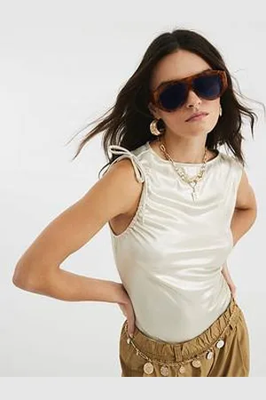 River Island Sleeveless Coated Ribbed Drape Top