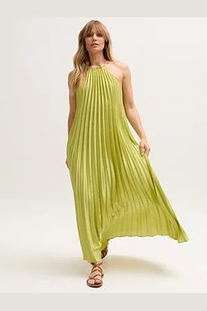 Lily & Lionel Philomena Halter Neck Pleated Maxi Dress