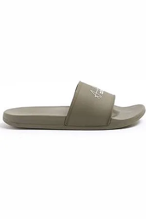 River Island Script Sliders - Khaki