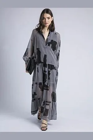 Religion Cala Tiered Boho Maxi Dress In Abstract Print