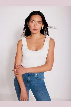 mint&berry Ivory Ruffle Trim Vest