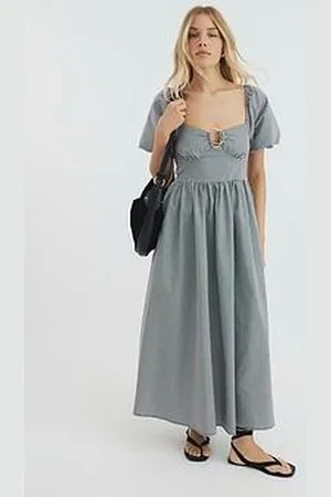 River Island Gingham Trim Detail Midi Dress